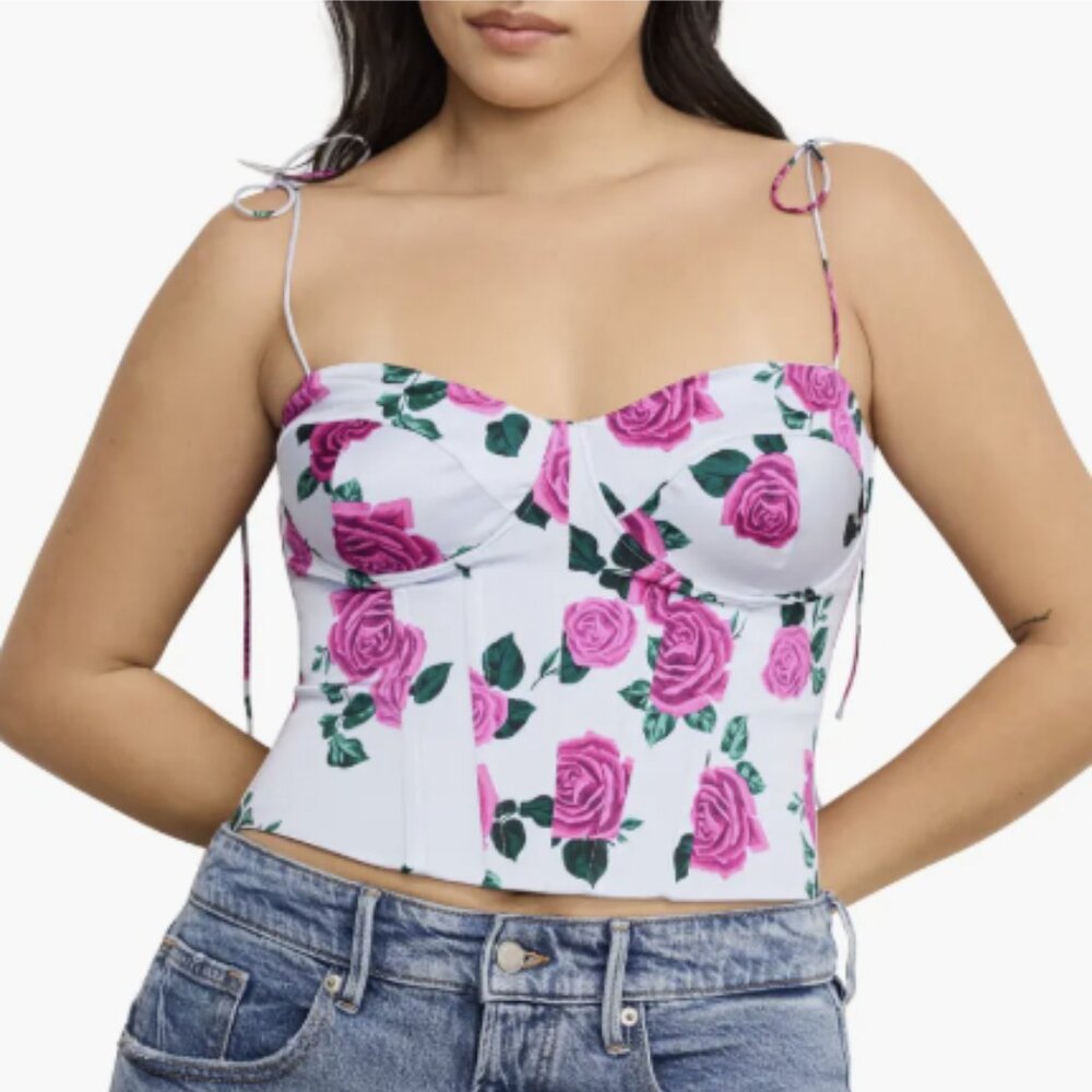 GOOD AMERICAN Satin Corset Bustier Top